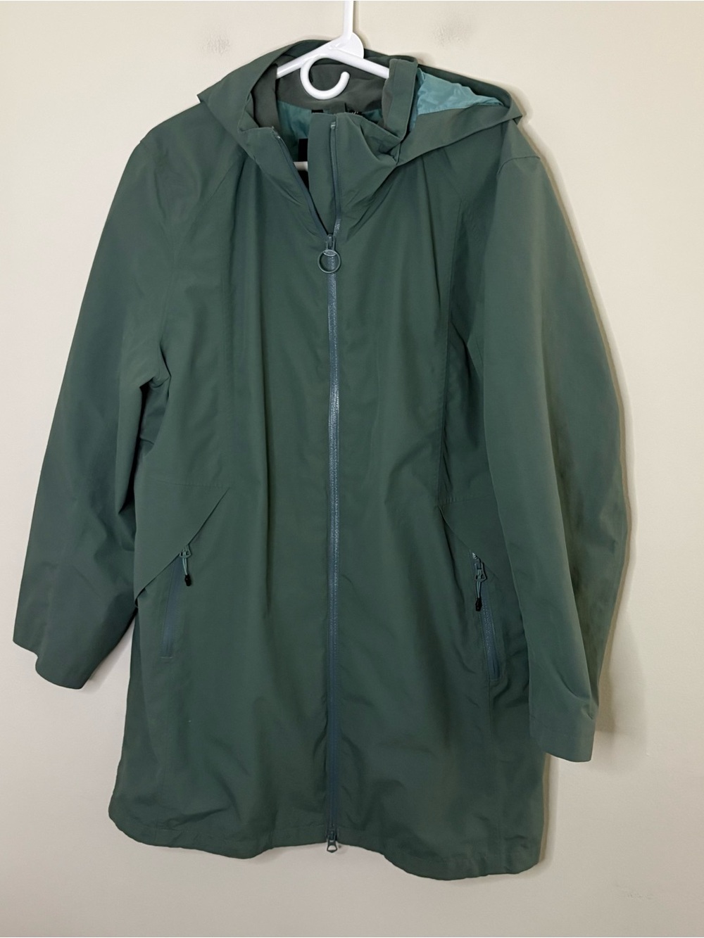 Lands End Women’s Teal Green Jacket XL 18 Hood Waterproof Fall Gorpcore